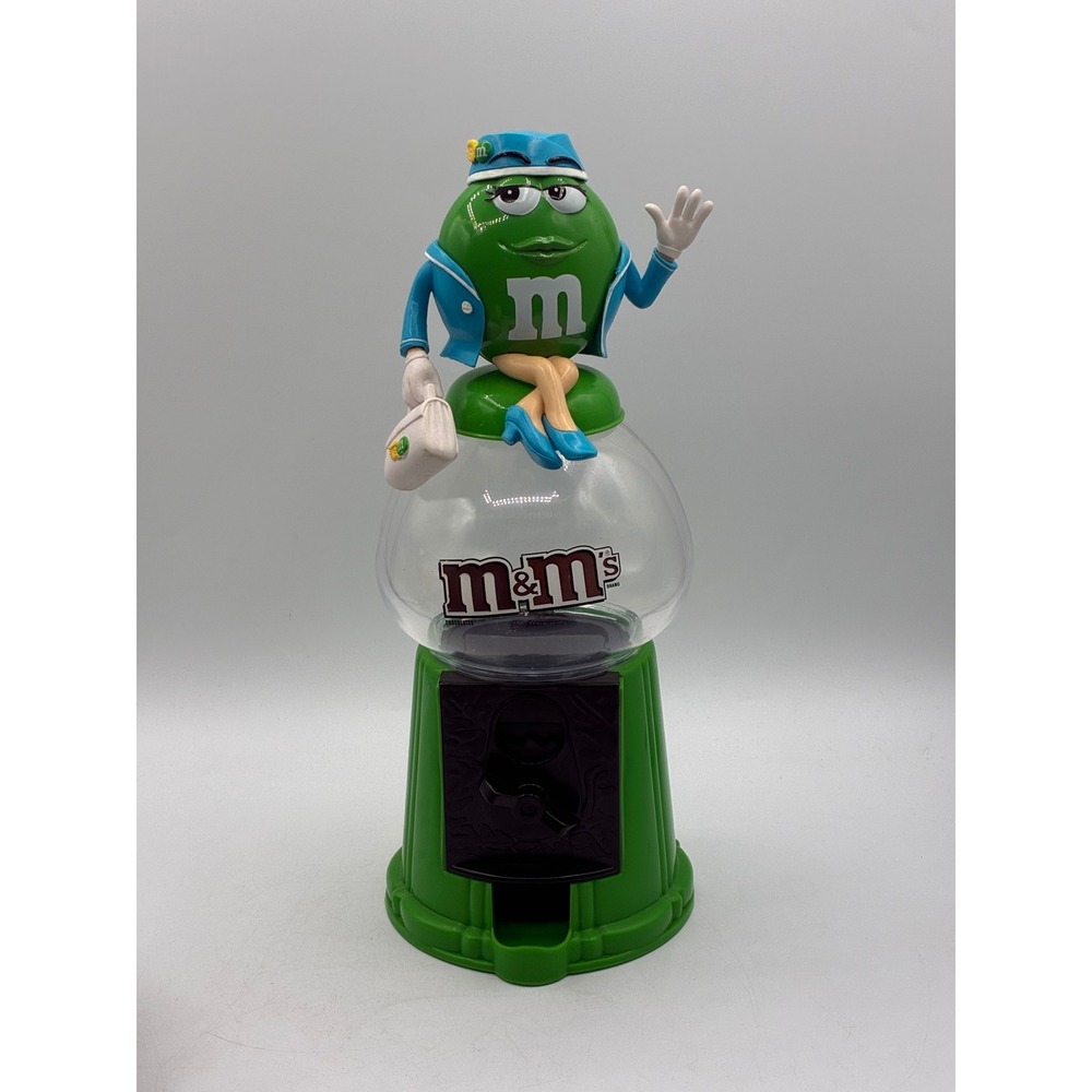 M&M's Green Character Flight Attendant Candy Dispenser Collectible Green Base